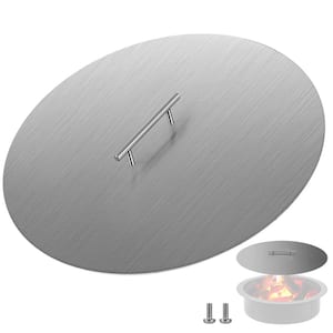 Fire Pit Lid Round 20 in. Fire Pit Lid 1.5 mm Thick 304 Stainless Steel Fire Pit Burner Cover for Round Patio Fire Pit