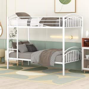 Twin over Twin Metal Bunk Bed, Divided into Two Beds, White