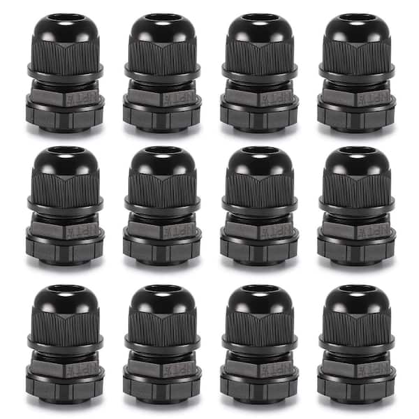 12-Piece 1/2 in. NPT Nylon Waterproof Cable Gland Cord Grip Connector with EPDM Seal IP68