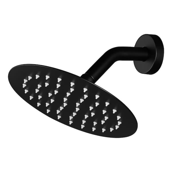 1-Spray Patterns with 1.75 GPM 8 in. Wall Mount Rain Fixed Shower Head in Matte Black