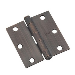 3 in. x 3 in. Oil-Rubbed Bronze Full Mortise Butt Hinge with Removable Pin (2-Pack)