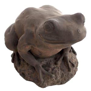 Cast Stone Tree Frog Garden Statue - Dark Walnut