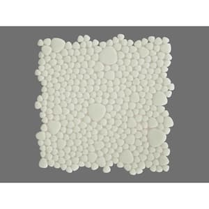 Glass Tile LOVE Purest 12 in. X 12 in. White Pebble Glossy Glass Mosaic Tile for Wall and Floor (10.76 sq. ft./case)