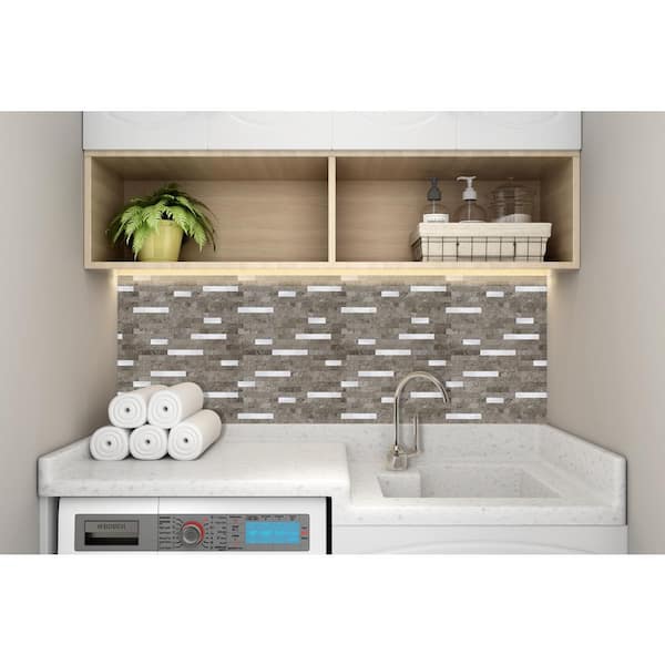 12-Sheets Warm Stone 11.5 in. x 11.75 in. Peel and Stick Decorative Metallic Wall Tile Backsplash [12 sq.ft./Pack]