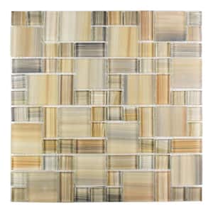 Handicraft Magic Desert Beige Mosaic 12 in. x 12 in. Glass Wall and Pool Tile (15 sq. ft./Case)