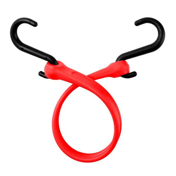 The Perfect Bungee 13 in. EZ-Stretch Polyurethane Bungee Strap with Nylon S-Hooks (Overall Length: 18 in.) in Red