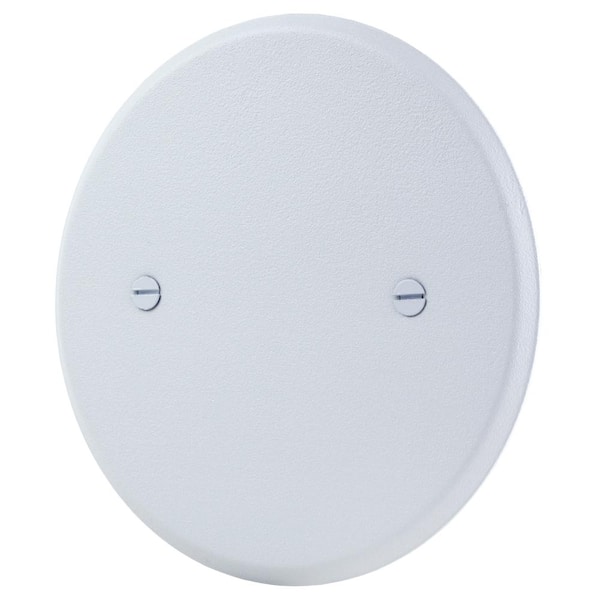 Commercial Electric 5 in. 1-Gang White Textured Round Blank Metal