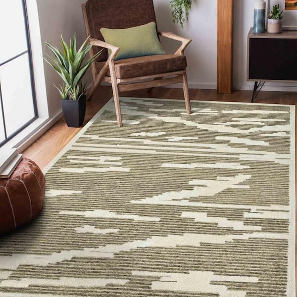 Chicago 9 x 12 Beige Geometric Pattern Area Rug for High Traffic Living Room Dining Room Bedroom
