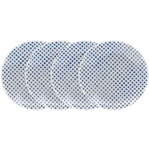 Blue Hammock 6.5 in. (Blue) Porcelain Dots Coupe Appetizer Plates, (Set of 4)
