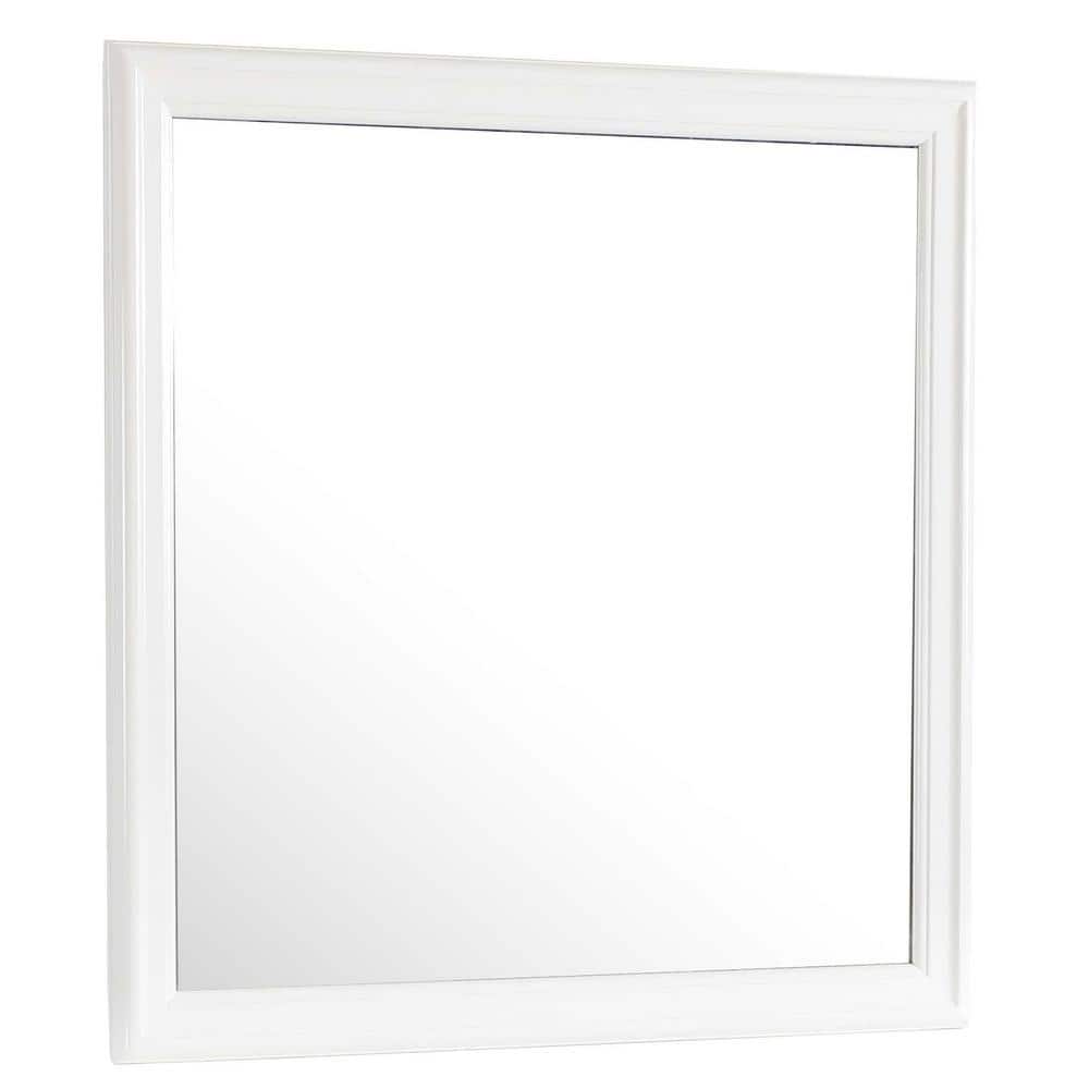 Classic White Square Wood Framed Dresser Mirror