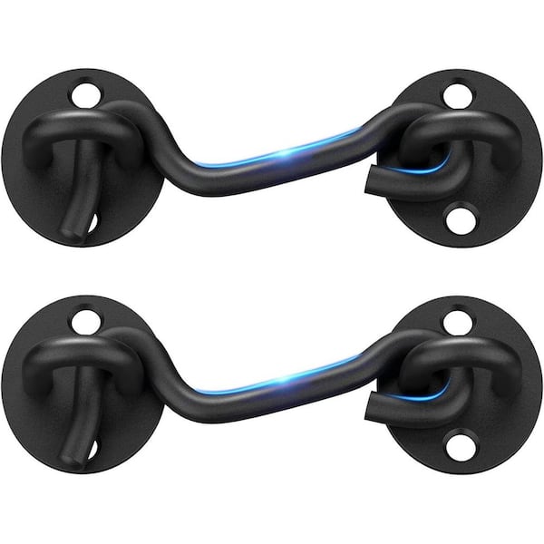 Barn Door Lock Gate Latch Hook and Eye Latch 2-Pack 4 in. Heavy Duty Screen Latches Stainless Steel Black