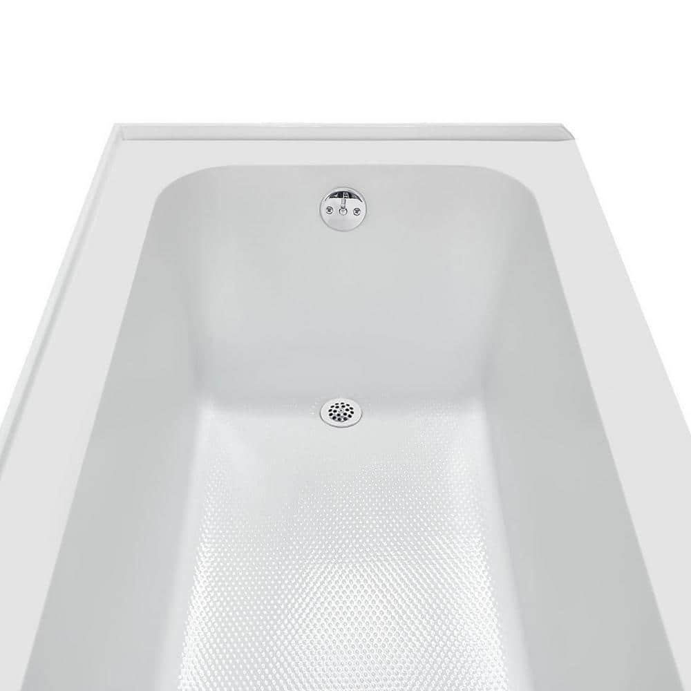 66-Inch Glossy White Acrylic Alcove Bathtub with Right-Hand Drain