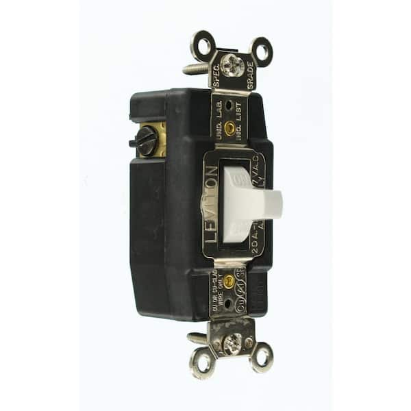 20 Amp Industrial Grade Heavy Duty Single-Pole Double-Throw Center-Off Momentary Contact Toggle Switch, White 1257-W