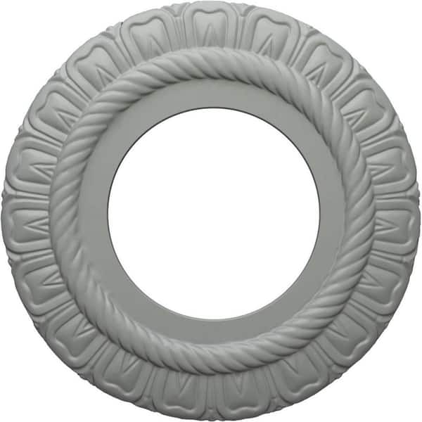 Ekena Millwork 9" x 4-1/2" I.D. x 1/2" Claremont Urethane Ceiling Medallion (Fits Canopies upto 5-5/8"), Primed White