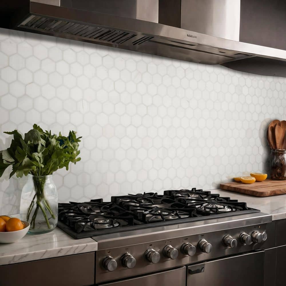 Bianco Dolomite White Marble Hexagon Mosaic Tile