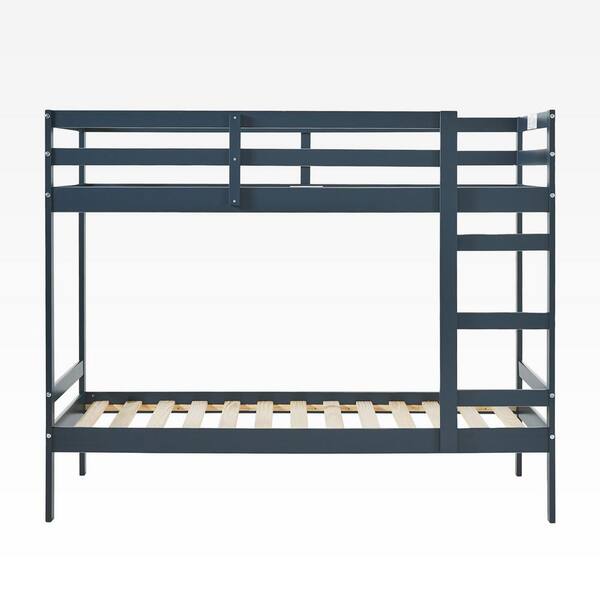 Welwick Designs Midnight Navy Twin Over Twin Modern Wood Bunk Bed ...