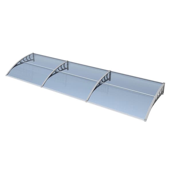 10 ft. x 3 ft. Outdoo Window Awning Canopy for Door Entrance, Gray Bracket and Gray Blue Board