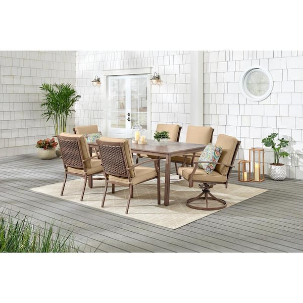 Hampton Bay Geneva 7 Piece Outdoor Patio Dining Set with Sunbrella