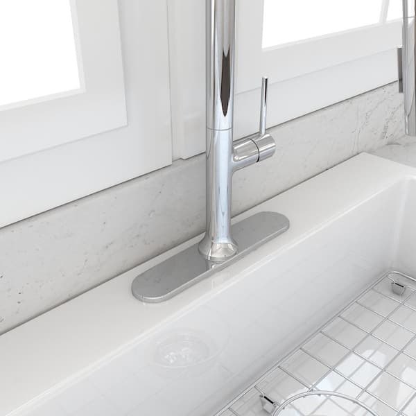 Modern 10 in. x 2.25 in. Kitchen Faucet Deck Plate in Polished Chrome