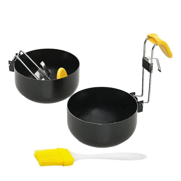 Egg Poacher Nonstick Iron with Silicone Handle and Hook for Most Pots and Pans Poached Egg Cooker 2 Pack
