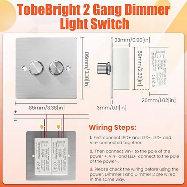12V RV Dimmer Switch - Rotary Knob Light Controller For Halogen Incandescent LED Lights