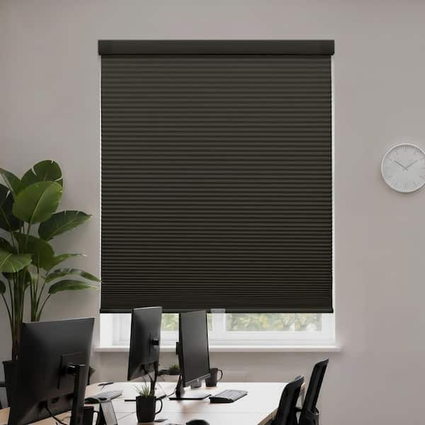 Black Cordless Blackout No Drill No Tool Polyester Cellular Shades - 22 in. W x 48 in. L
