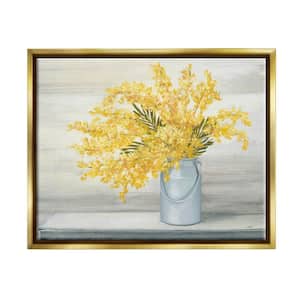 Golden Fall Floral Bouquet in Country Milk Tin by Julia Purinton Floater Frame Nature Wall Art Print 17 in. x 21 in.