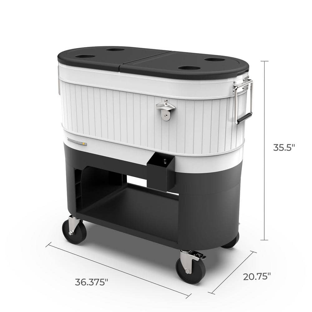 Permasteel 120-Qt White Metal Rolling Patio Cooler with Wheels