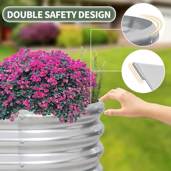 6 x 3 x 1 ft. Galvanized Steel Raised Planter Box Garden Bed - Outdoor Oval Metal Frame for Vegetables/Flowers
