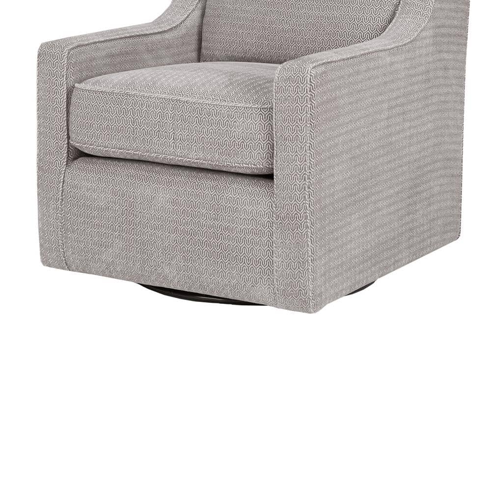 Gray Geometric Pattern Swivel Accent Chair with Wood Frame