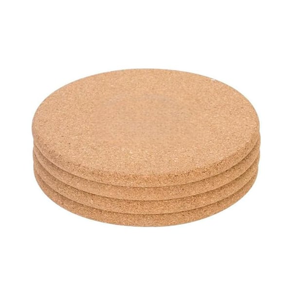 8 in. Cork Trivet with High Density, Thick, Heat Resistant, Large for Hot Dishes, Kitchen, Table and Countertop (4-Pack)