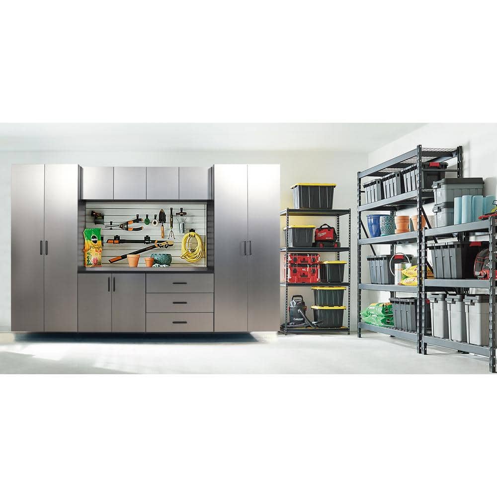 Astro Gray Metal Wall Storage Cabinet with Adjustable Shelving