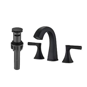 8 in. Widespread Double Handle Stainless Steel Bathroom Faucet in Matte Black