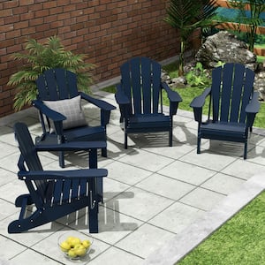 DECO Navy Blue Folding Poly Outdoor Adirondack Chair (Set of 4)