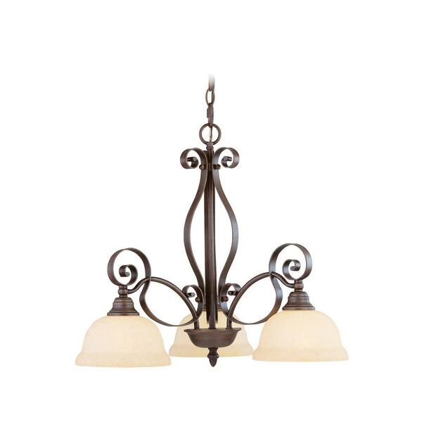 Livex Lighting 3-Light Imperial Bronze Chandelier with Vintage Scavo Glass