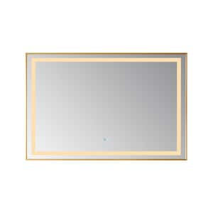 Teruel 48 in. W x 32 in. H Large Rectangular Aluminum Framed LED Wall Bathroom Vanity Mirror in Brushed Gold