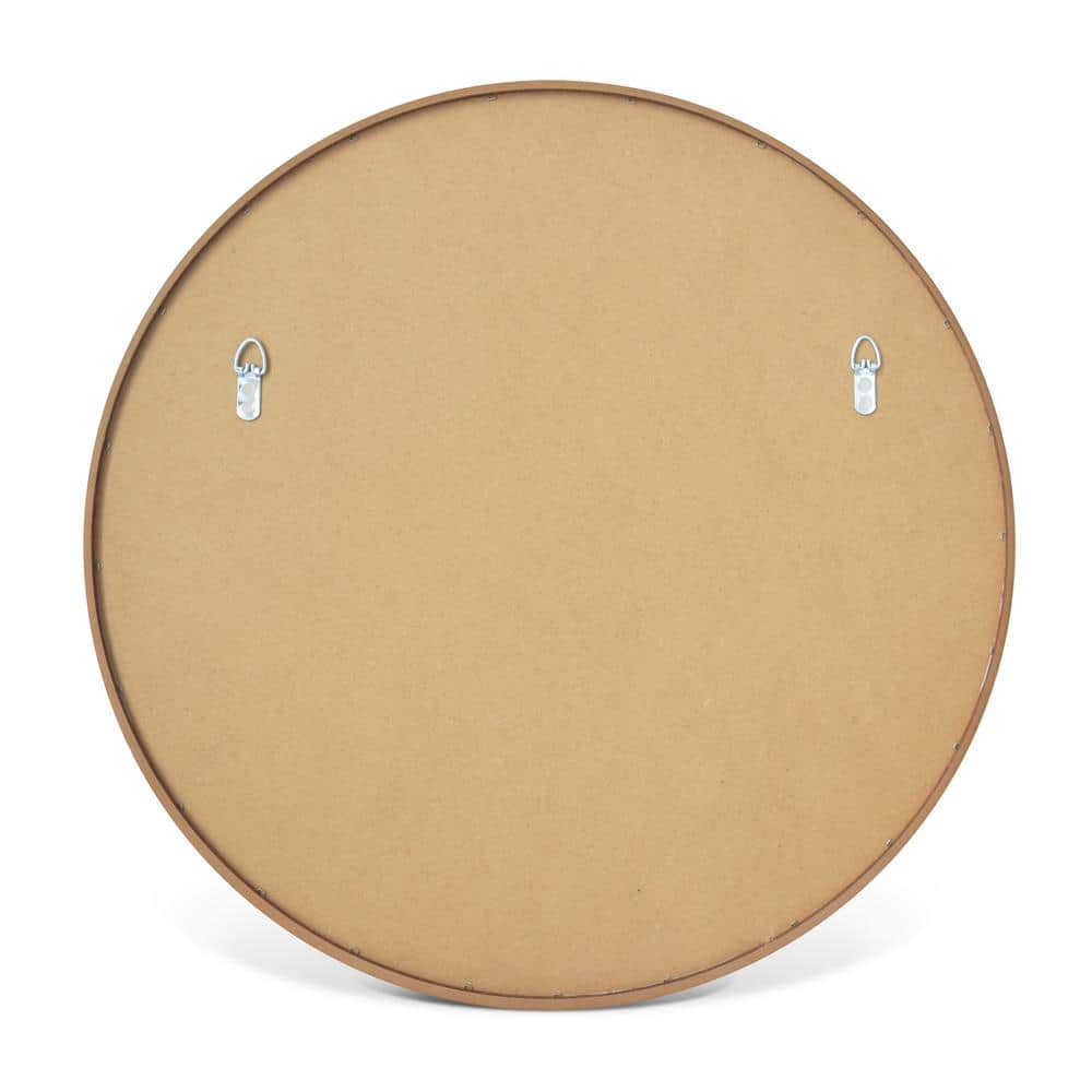 Natural Pine Wood Round Wall Mirror