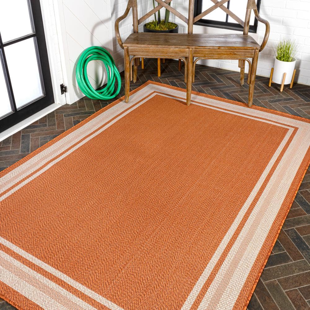 Ivory Stripe Easy-Care 4' x 6' Synthetic Indoor/Outdoor Rug