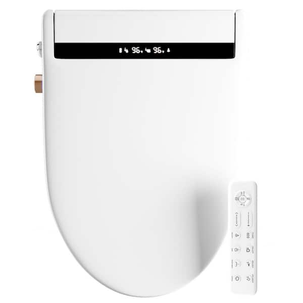 Electric Smart Heated Toilet Seat Bidet Seat for Elongated Toilets with Air Dryer Heated Seat Soft Close in White