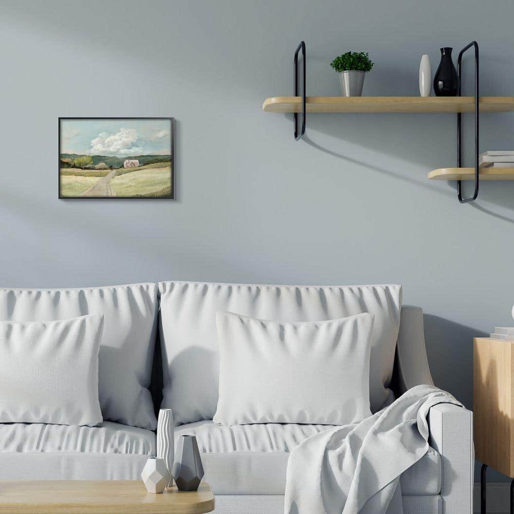 Countryside Mountain Landscape Print on Canvas with Black Frame, 11 x 14