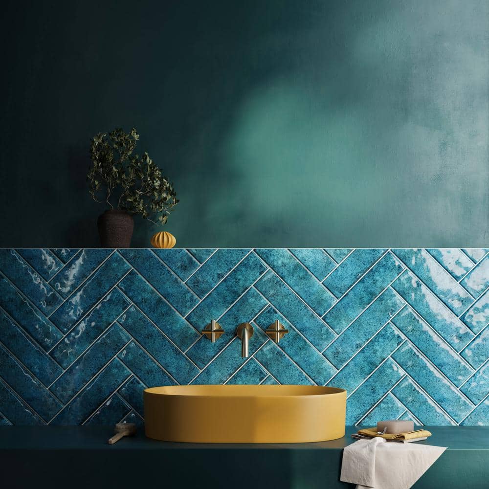 Moze Blue 3" x 12" Polished Ceramic Subway Wall Tile