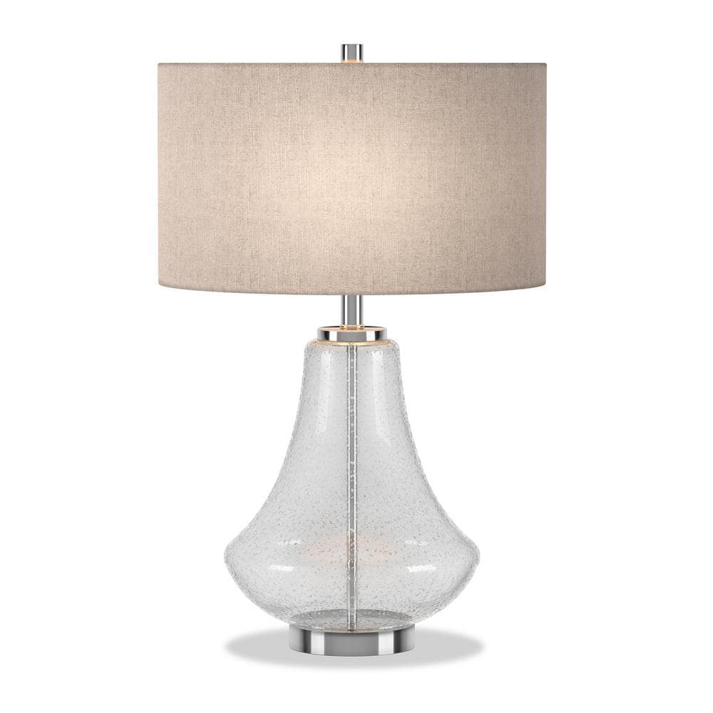 Lagos Brushed Metal 23" Seeded Glass Table Lamp with Linen Shade