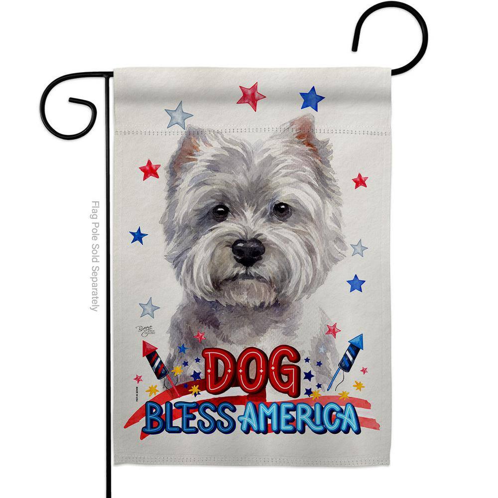 Breeze Decor 13 in. x 18.5 in. Patriotic White Westie Dog Garden