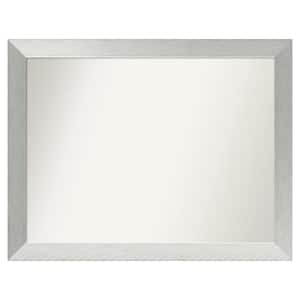 Brushed Sterling Silver 36 in. x 28 in. Custom Non-Beveled Wood Framed Bathroom Vanity Wall Mirror