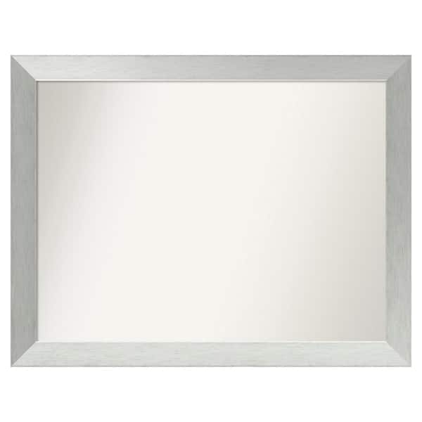 Amanti Art Brushed Sterling Silver 36 in. x 28 in. Custom Non-Beveled Wood Framed Bathroom Vanity Wall Mirror