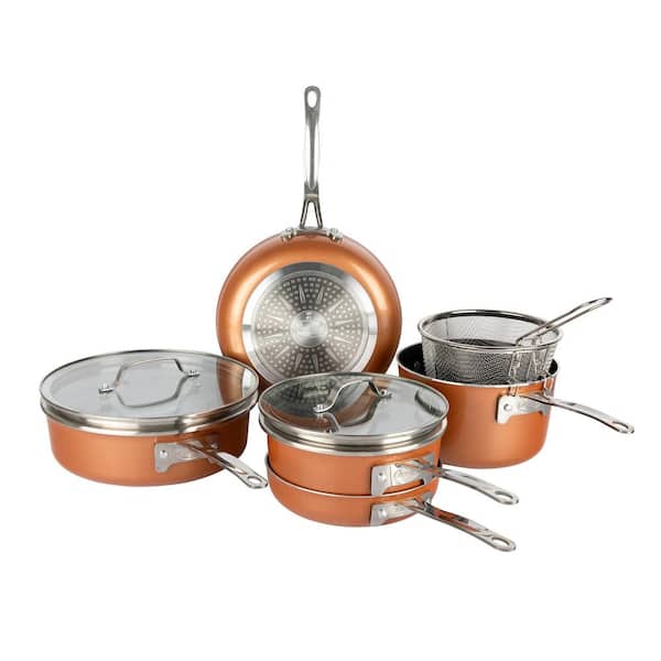 Gotham Steel StackMaster 10-Piece Aluminum Ultra-Nonstick Cast Textured Ceramic Coating Cookware Set