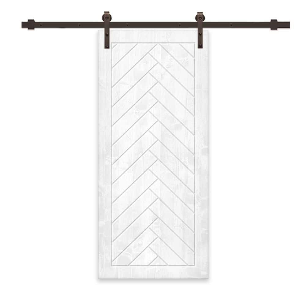 34 in. x 84 in. White Stained Pine Wood Modern Interior Sliding Barn Door with Hardware Kit price history on PriceWatchPro