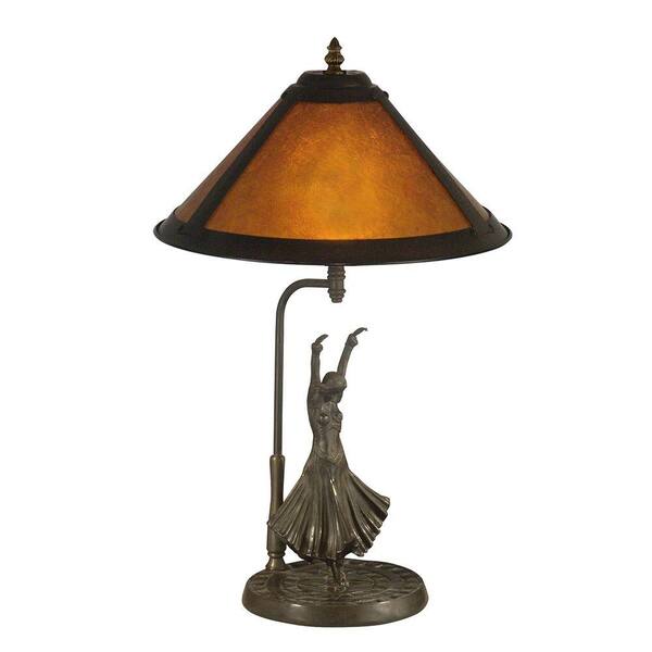 Dale Tiffany Mica 23.25 in. Antique Bronze Amber Dancer Table Lamp