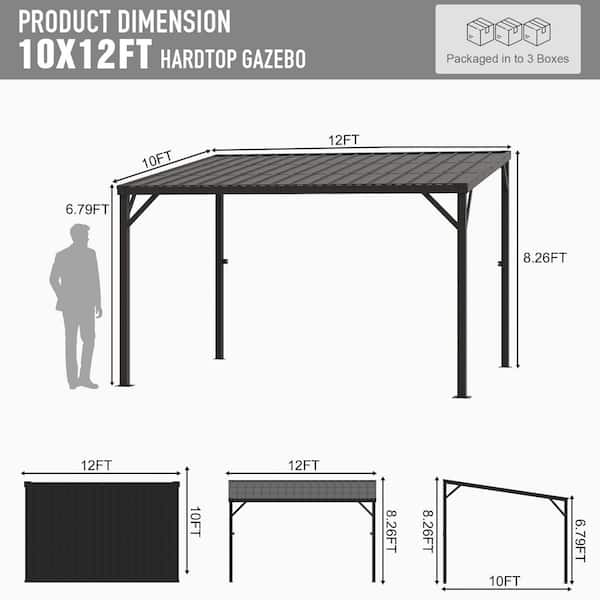 GAZEBEST 12 ft. x 10 ft. Large Heavy Duty Metal Outdoor Pergola