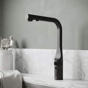 Jewel Touchless Sensor 15 in. Single Handle Pull-Out Kitchen Faucet in Matte Black